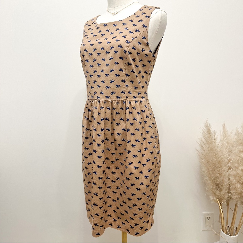 Vintage Inspired Brown Horse Printed Dress - Picture 3 of 10